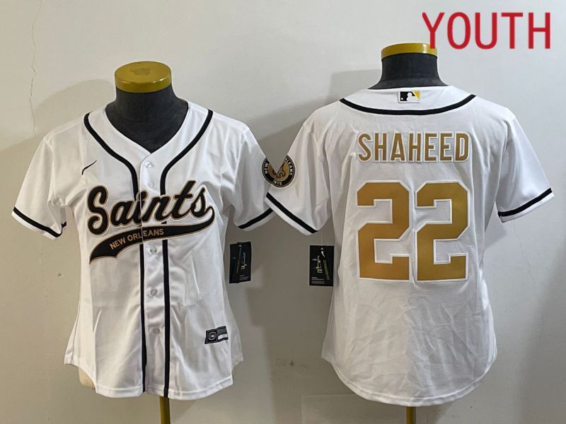 Youth New Orleans Saints #22 Shaheed White Joint Name 2024 Nike Limited NFL Jersey style 1->youth nfl jersey->Youth Jersey